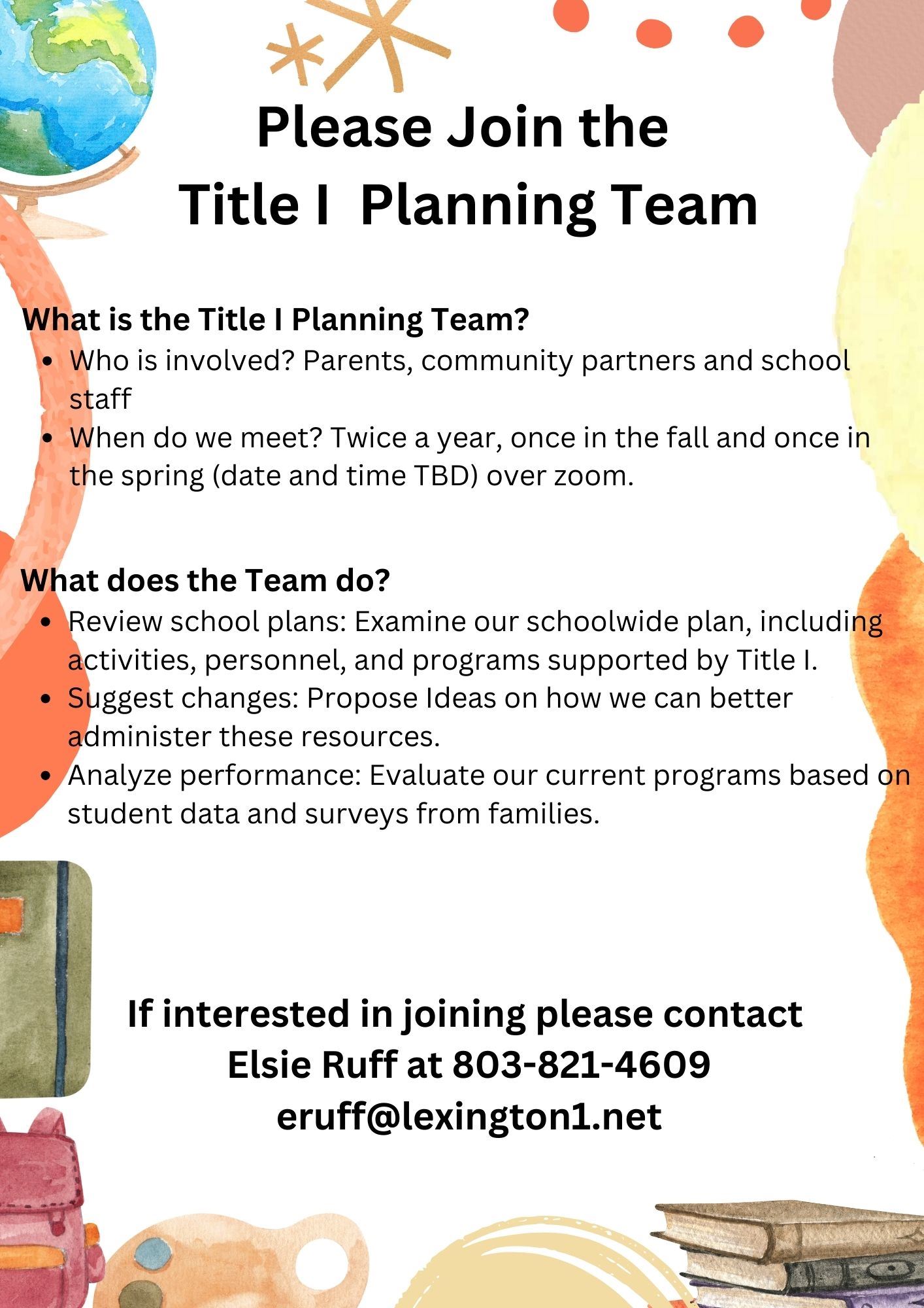 Please Join the Title 1 Planning Team